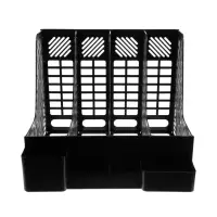 Лоток для бумаг Calligrata с отделениями для пишущих принадлежностей, вертикальный, 4 отделения, чёрный