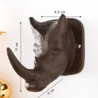 Настенный крючок декоративный &laquo;Носорог&raquo;, чугун, 6.5&times;11&times;9 см