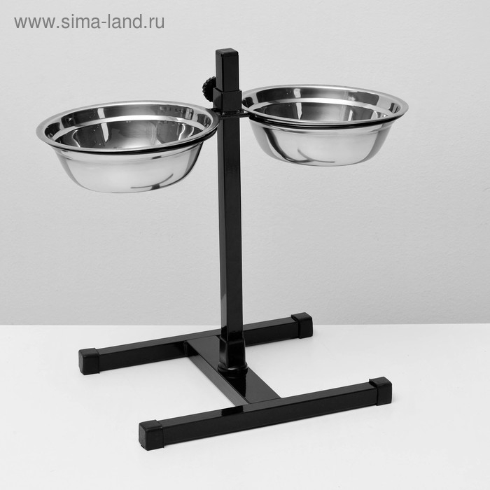 Подставка с мисками, 2 х 1 л, высота 40 см, разборная, чёрная Подставка с мисками, 2 х 1 л, высота 40 см, разборная, чёрная