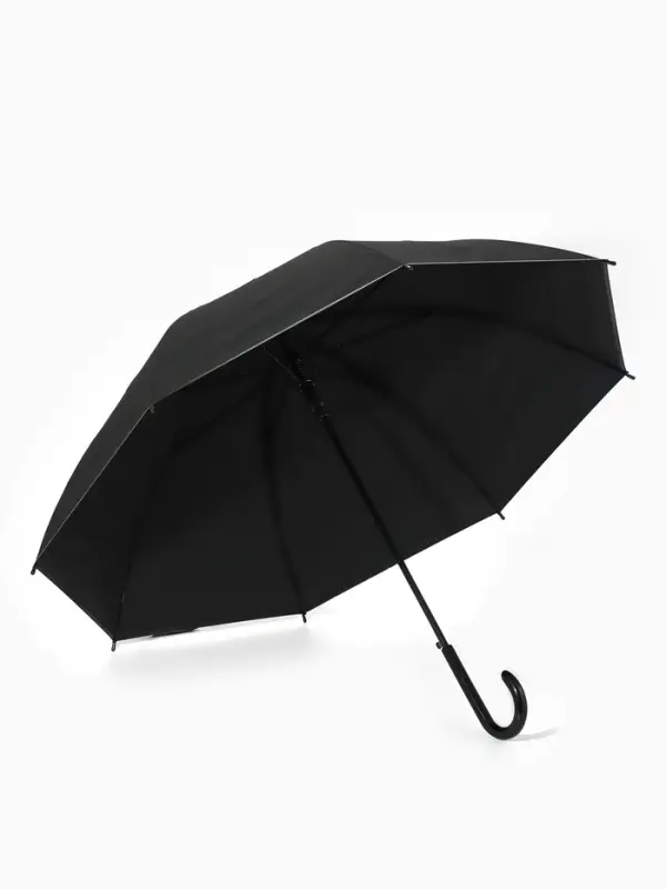 Зонт - трость полуавтоматический &laquo;Однотонный&raquo;, 8 спиц, R=52/58 см, D=104 см, чёрный