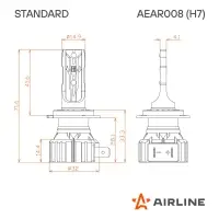 Лампа светодиод. H7 STANDARD, 17Вт, 4000Лм (2000Лм x 2), 3000К, 12В, кмпл. 2 шт.