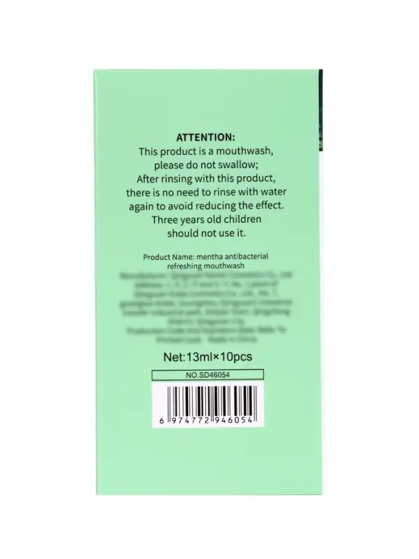 Ополаскиватель для полости рта антибактериальный SADOER, мята, 10 шт. по 13 мл