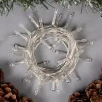 Гирлянда &laquo;Нить&raquo; 4 м, IP20, прозрачная нить, 40 LED, 2 режима, батарейки AAх3 (нет в комплекте), свечение белое