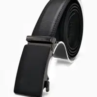 Ремень мужской, 126&times;3.5 см, натуральная кожа, пряжка автомат, чёрный