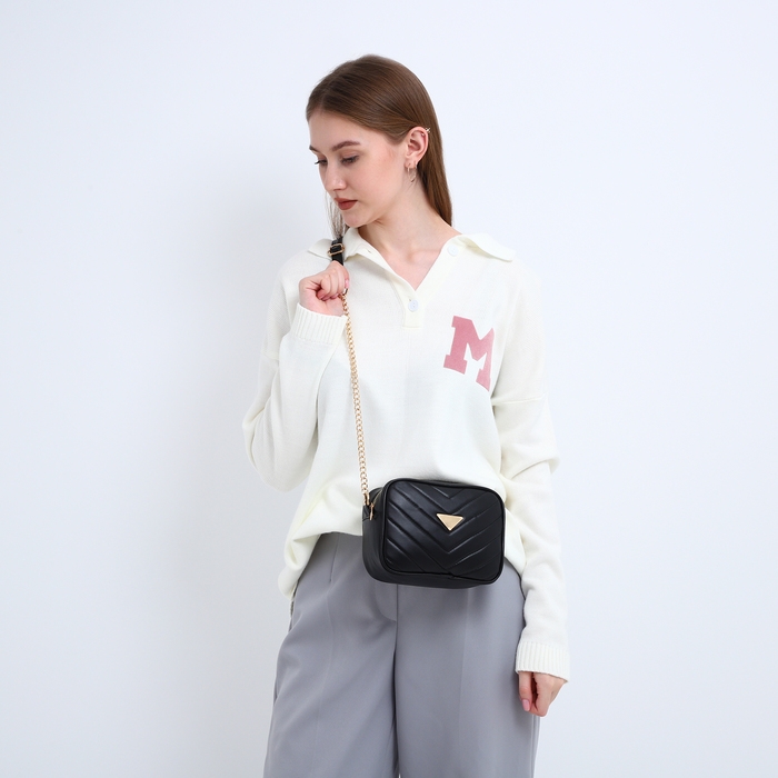 Сумка со строчкой и цветной подкладкой, цвет чёрный Сумка со строчкой и цветной подкладкой, цвет чёрный