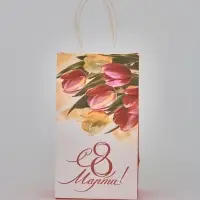 Пакет подарочный крафт «8 марта», 12 × 21 × 9 см