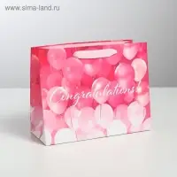 Пакет подарочный ламинированный, упаковка, «Congratulations!», MS 23 х 18 х 10 см
