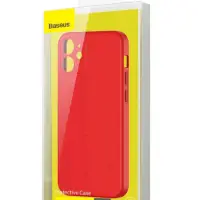 Чехол IPH 12 (6.1) Baseus Silicone Case с защитой камеры Red
