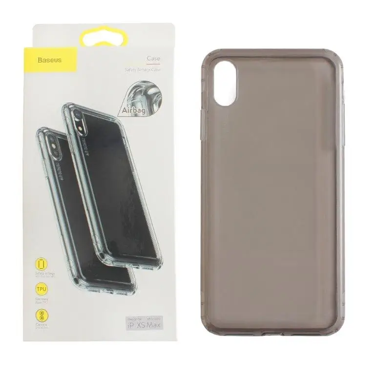 Чехол Iph XS Max Baseus защищенные углы TPU темный Чехол Iph XS Max Baseus защищенные углы TPU темный