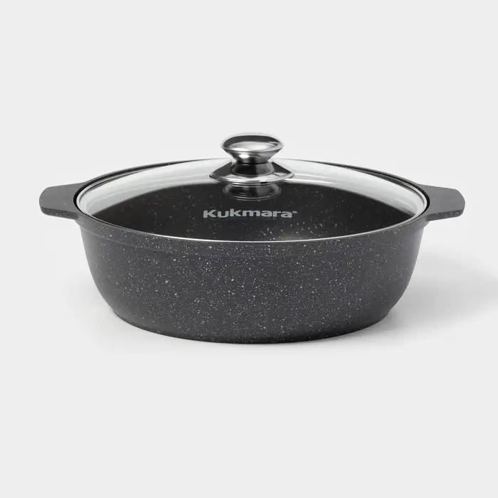 Жаровня KUKMARA, 3 л, d=28 см, h=8.5 см, антипригарное покрытие, серая