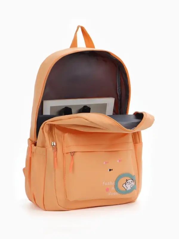 Рюкзак школьный на молнии, с карманами, с принтом, размер 30×13×43 см, оранжевый Рюкзак школьный на молнии, с карманами, с принтом, размер 30×13×43 см, оранжевый