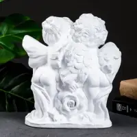 Фигура гипс &laquo;Ангел и Фея с розой&raquo;, белый, 12&times;26&times;24 см