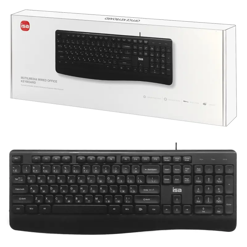 Клавиатура проводная ISA KB-04 черная (20шт/кор) Клавиатура проводная ISA KB-04 черная (20шт/кор)