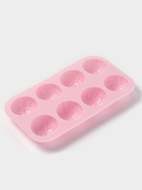 Форма для выпечки Доляна «Ассорти», силикон, 8 ячеек, 26×14×2.5 см (d=5 см), розовая Форма для выпечки Доляна «Ассорти», силикон, 8 ячеек, 26×14×2.5 см (d=5 см), розовая