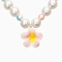 Набор детский "Выбражулька" 3 пред-а: бусы, браслет, кольцо б-р, цветок, жемчуг, желто-белый   10967