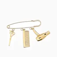 Булавка с подвесками &laquo;Парикмахер&raquo;, 5.5 см, цвет розовое золото