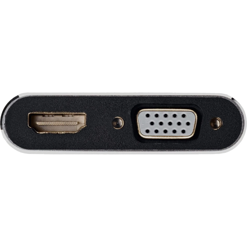 Кабель USB3.1 TypeCm - HDMI+USB3.0+PD+VGA Alum Grey 4K, Telecom <TUC055