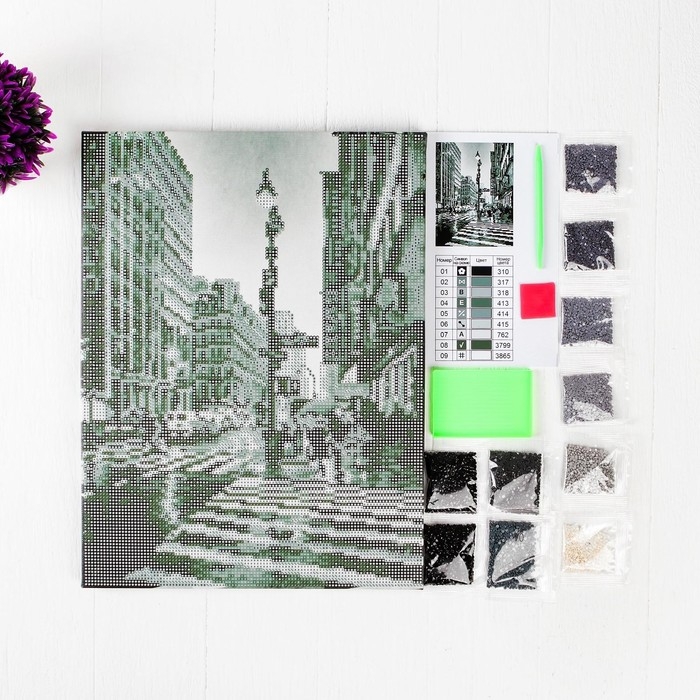 Алмазная мозаика с частичным заполнением на подрамнике «Город» 30х40 см Алмазная мозаика с частичным заполнением на подрамнике «Город» 30х40 см