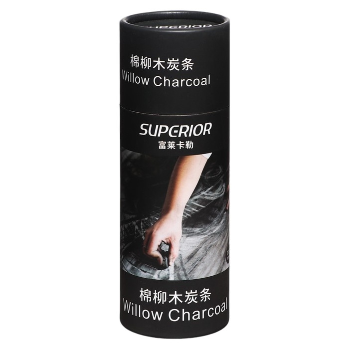 Уголь натуральный 22 штуки, диаметр-7-9мм в картонном тубусе, черный Уголь натуральный 22 штуки, диаметр-7-9мм в картонном тубусе, черный