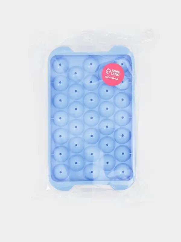 Форма для льда Доляна, с контейнером и совком, 19.1&times;11.6&times;8.5 см, ячейка d=2.1 см, пластик, голубая