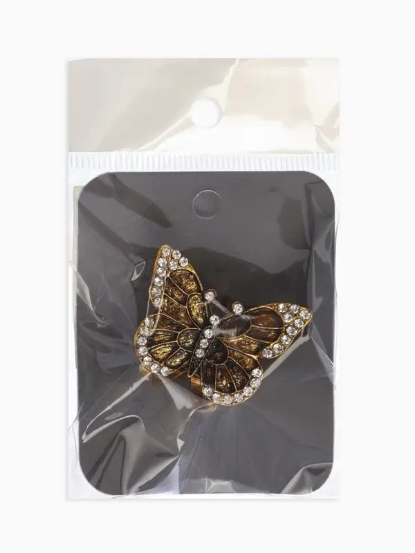 Кольцо для платка Кольцо для платка "Бабочка", цвет белый в чернёном золоте