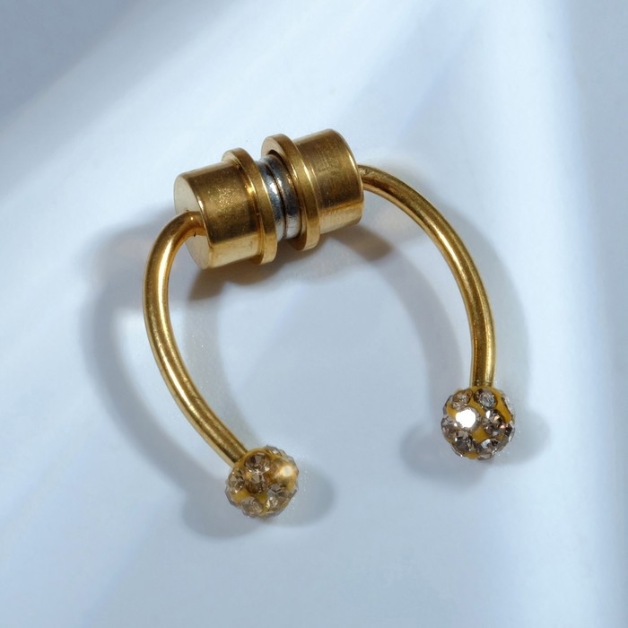 Пирсинг в нос (фейк для септума) со сменными насадками, на магните, L=17 мм, цвет золото Пирсинг в нос (фейк для септума) со сменными насадками, на магните, L=17 мм, цвет золото