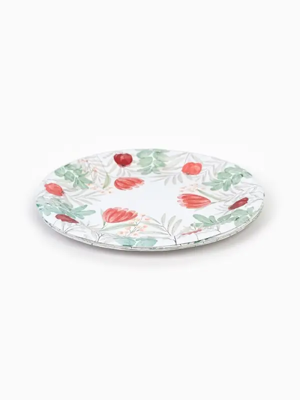 Тарелка одноразовая бумажная &laquo;Красные цветы&raquo;, 23 см