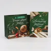Подарочный пакет с открыткой &laquo;Спасибо, учитель&raquo;, 23 &times; 27 &times; 11,5 см