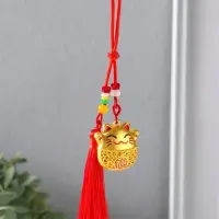 Подвеска металл &laquo;Манэки-нэко с кисточкой&raquo;, красный с золотом, 1.5&times;4&times;14 см