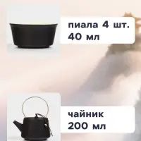 Набор для чайной церемонии &laquo;Мотомия&raquo;, 9 предметов, на 4 персоны, чашка 40 мл, чайник 200 мл, керамика, чёрный