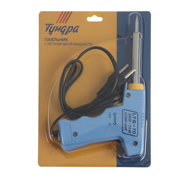 Паяльник-пистолет с регулировкой мощности ТУНДРА, 30-70Вт, 220 В Паяльник-пистолет с регулировкой мощности ТУНДРА, 30-70Вт, 220 В