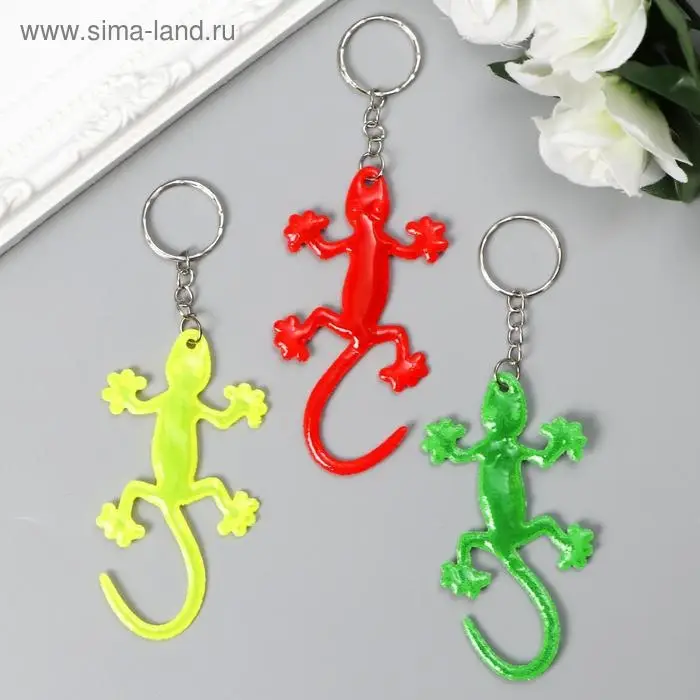 Брелок пластик светоотражающий Брелок пластик светоотражающий "Ящерица" МИКС 8х4,2 см