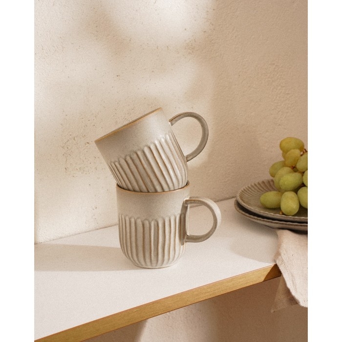 Набор кружек фарфоровых SL Home «Монти», 400 мл, цвет коричневый Набор кружек фарфоровых SL Home «Монти», 400 мл, цвет коричневый