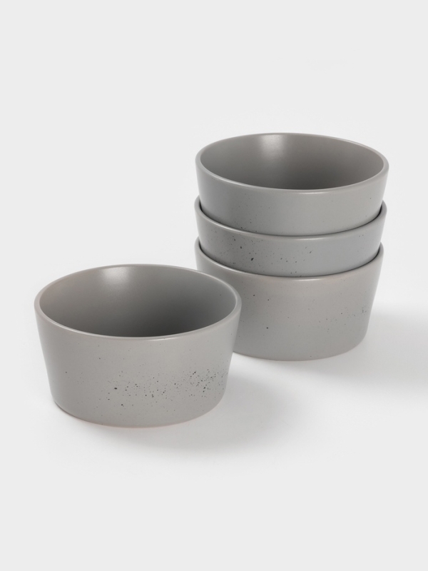 Набор салатников 4 шт Доляна 14,5х7 см Набор салатников 4 шт Доляна 14,5х7 см "Гранит" серый в крапинку