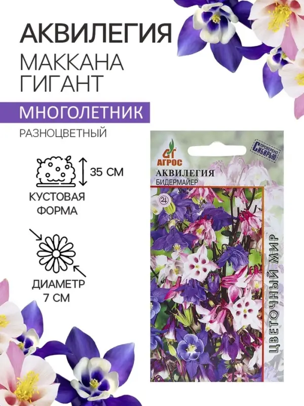 Семена Аквилегия Бидермайер 0.1г* Семена Аквилегия Бидермайер 0.1г*