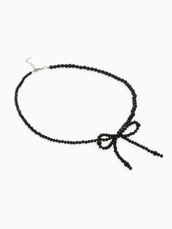 Бусы &laquo;Бантик&raquo;, бусина №4.6, чёрные в серебре, 40 см