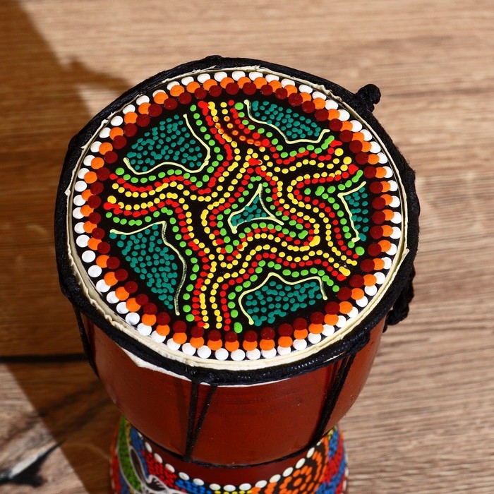 Сувенирный музыкальный инструмент Сувенирный музыкальный инструмент "Барабан Джембе Разноцветный" 13x13x24 см, МИКС