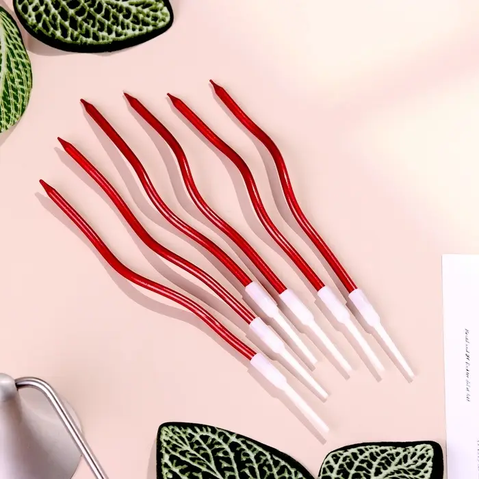 Свечи для торта витые «Серпантин» 6 шт., коктейльные, рубиновые Свечи для торта витые «Серпантин» 6 шт., коктейльные, рубиновые