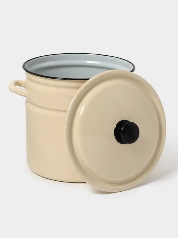 Кастр.цил.борт. 12л (слоновая)Без декора