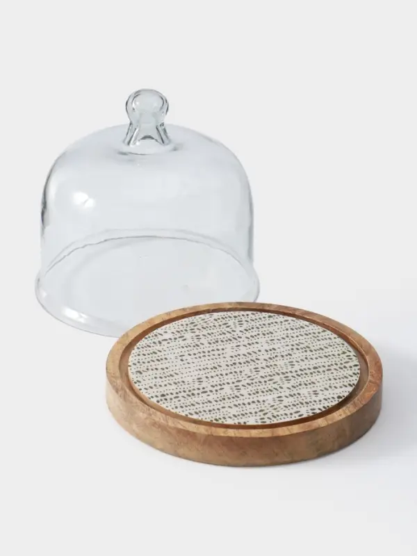 Клош стеклянный, 20&times;20&times;20 см, дерево