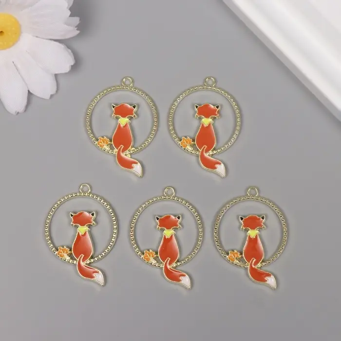 Декор для творчества металл, эмаль Декор для творчества металл, эмаль "Задумчивая лисичка" 3,5х2,5 см