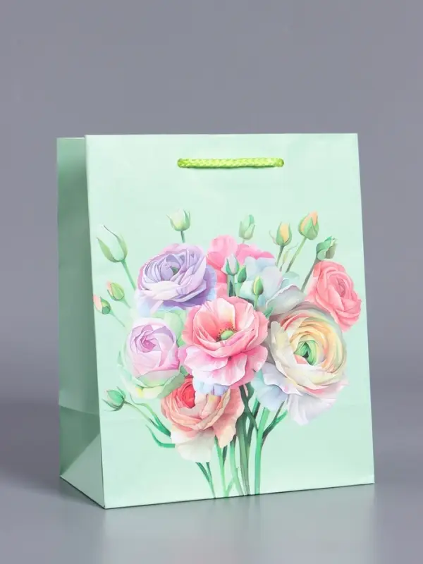 Пакет подарочный "Весенний букет" ламинированный 18 х 22,3 х 10 см