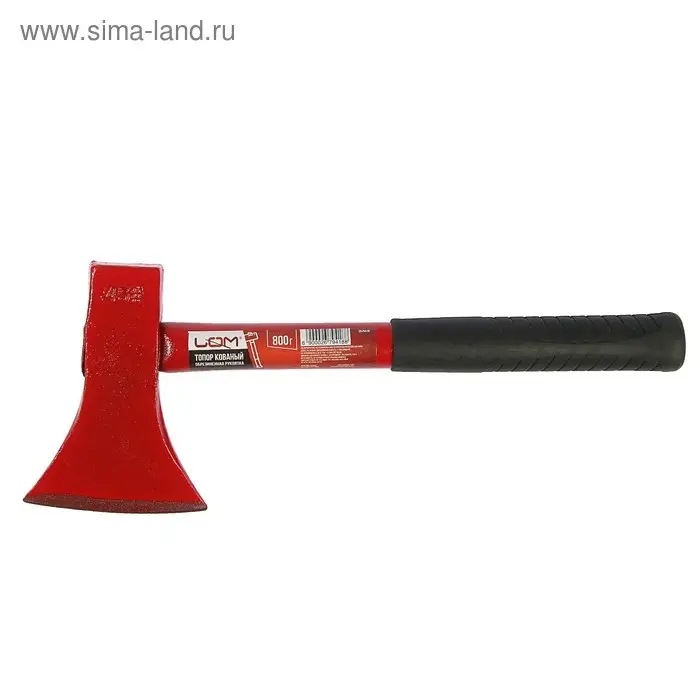 Топор столярный ЛОМ, металлическая обрезиненная рукоятка, 800 г