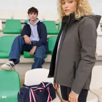 Куртка софтшелл с капюшоном женская Race Women, темно-серая, размер S