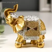 Фигурка полистоун &laquo;Золотой слон в зеркальной попоне&raquo;, 10&times;11&times;4.2 см