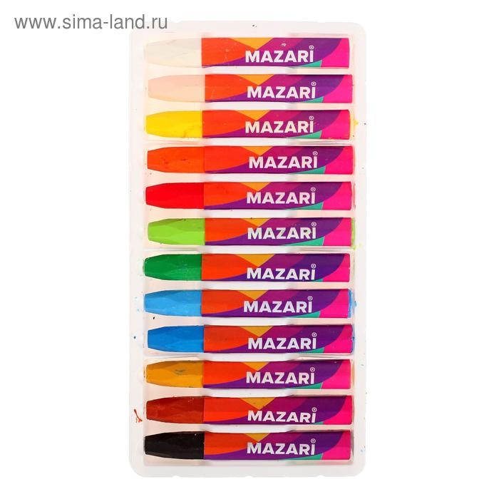 Пастель масляная Mazari, 12 цветов, шестигранный корпус, длина 73 мм, d корпуса 10 мм, картонная упаковка Пастель масляная Mazari, 12 цветов, шестигранный корпус, длина 73 мм, d корпуса 10 мм, картонная упаковка