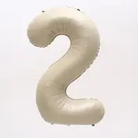 Шар фольгированный 40" Цифра 2, цвет «Взбитые сливки»