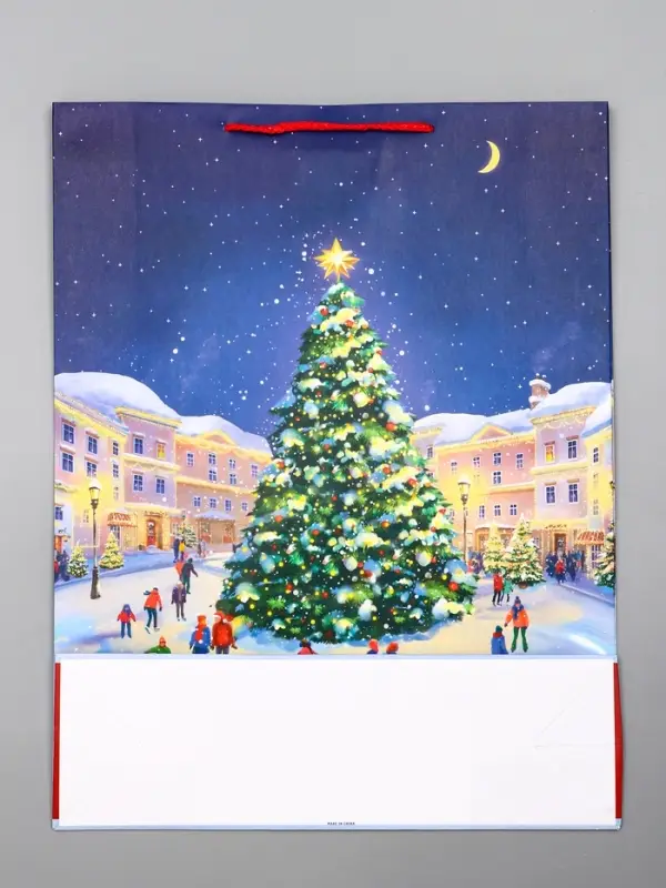 Пакет подарочный новогодний ламинированный, «Новогодний каток» , 33×10×42.5 см