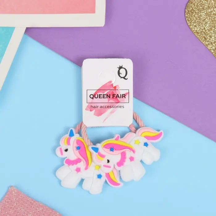 Резинка для волос  Резинка для волос "Крошка" (набор 2 шт) единорожек, белый