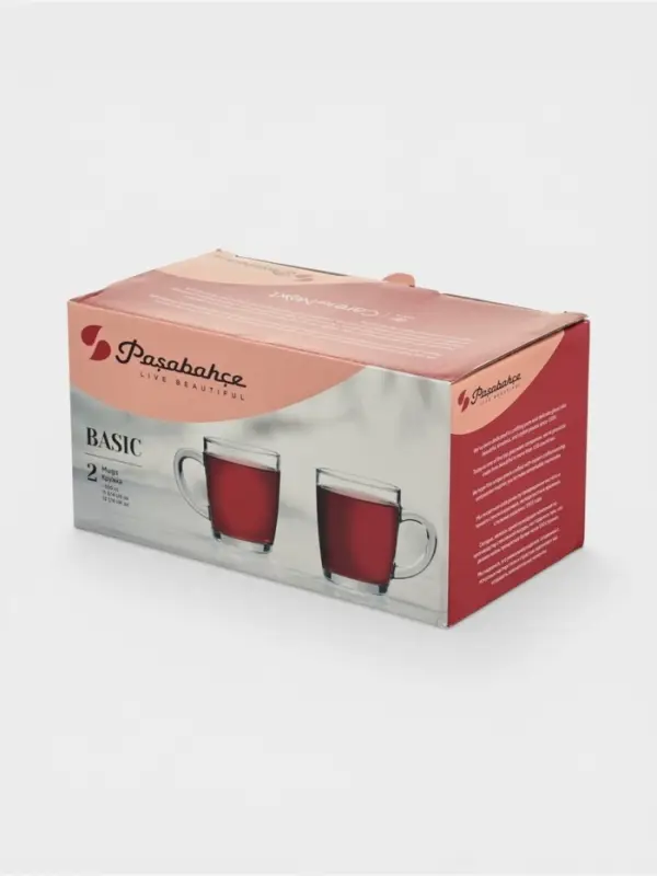 Кружки Paşabah&ccedil;e Basic, 350 мл, набор 2 шт., стекло, прозрачные